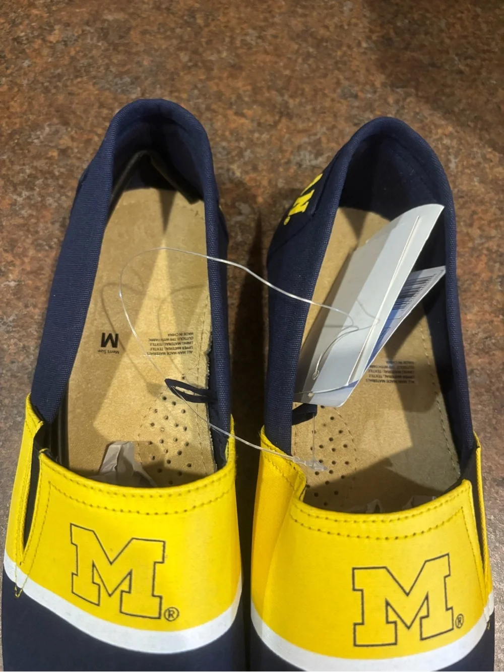 Michigan Navy & Yellow Slip-On Loafers with M Logo